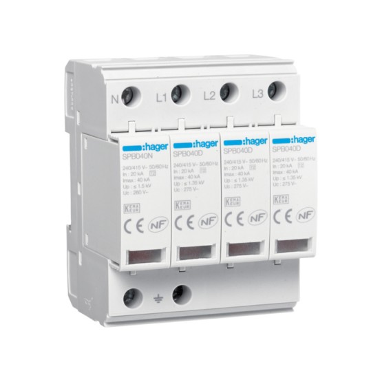 Odvodnik prenapona T2, 4-polni s uloškom, 40kA, TT/TNS