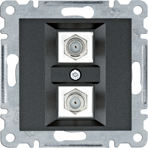 Utičnica, F konektor, dupla, Lumina, crna