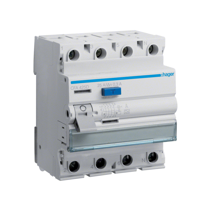 Zaštitni prekidač (FID sklopka), 4-polan, In=25A, IΔn=300mA