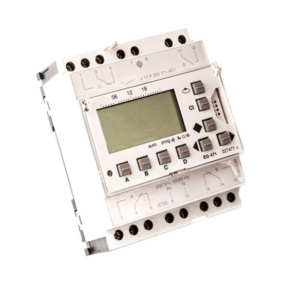 Tajmer širine 4 modula sedmični program, 97 mj. memorije, 3 preklopna +1NO., 10A